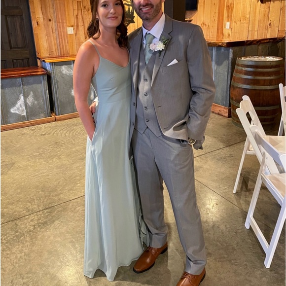 Theresa chiffon sage birdy grey bridesmaid dress - Picture 1 of 3